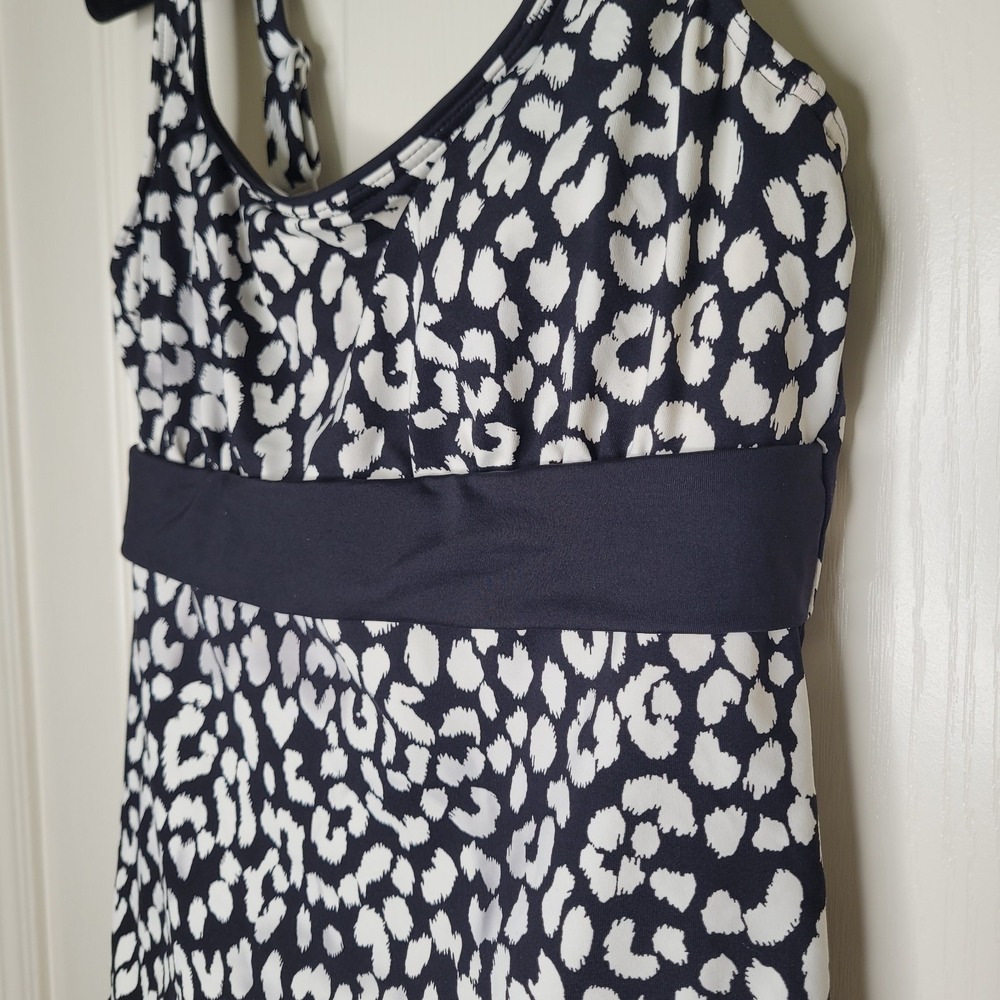 Lands' End Women's Leopard Print Tankini Swim Top Black White Size 6 - Picture 5 of 6